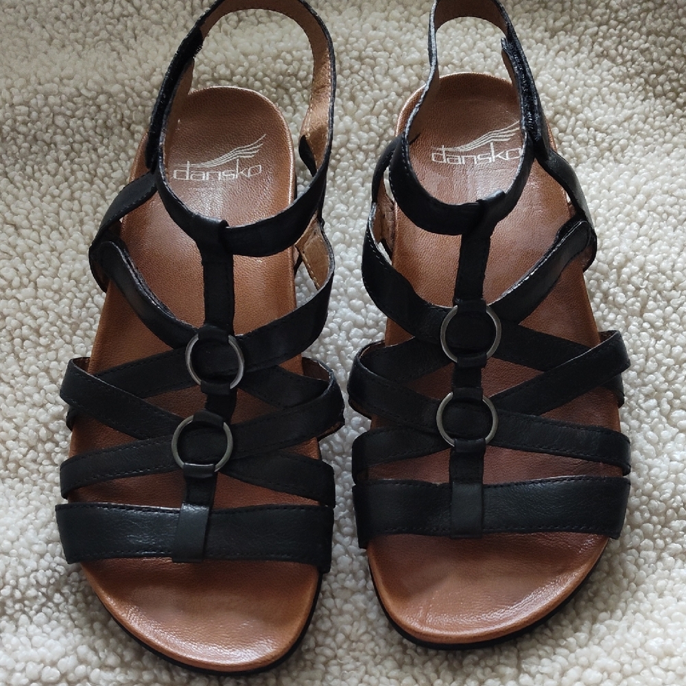 Dansko Black Strappy Women's Sandals